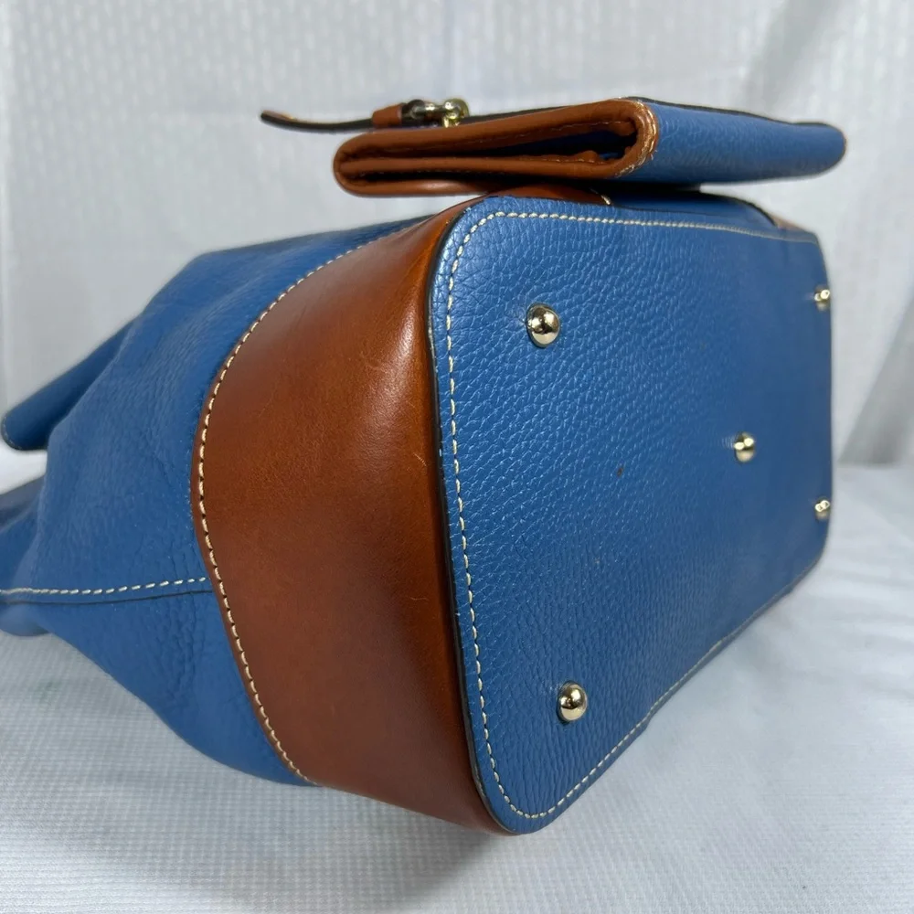4220: Dooney & Bourke Pebble Grain Brenna Satchel & Wallet Blue 2 Pc Set